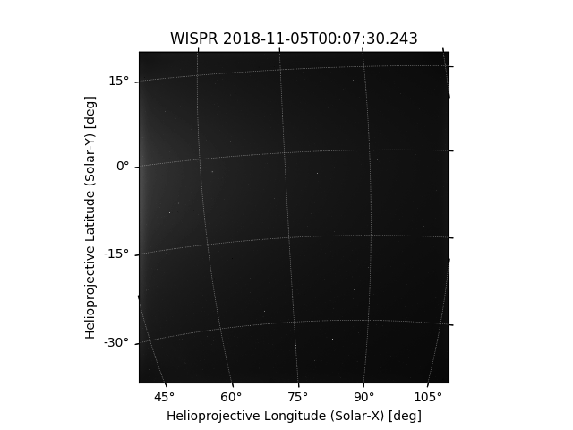 A plot from SunPy of a WISPR level 3 file.